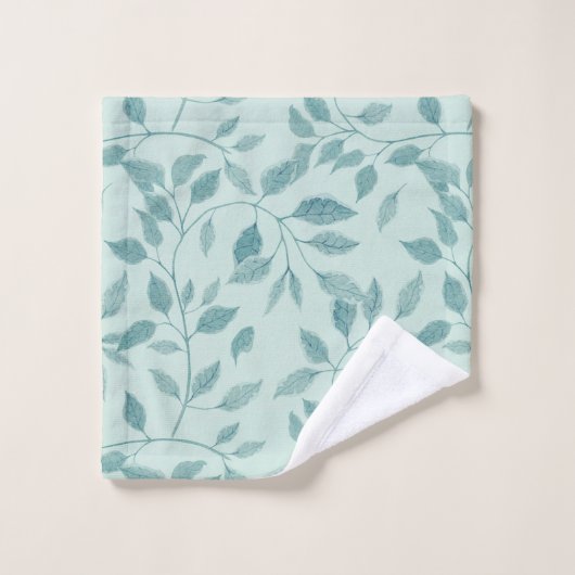 Light Turquoise Leaf Pattern Bad Handdoek (Wasdoekje)