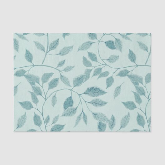 Light Turquoise Leaf Pattern Tissuepapier (Voorkant)