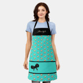 Light Turquoise met Gold Hearts Kitchen Schort (Gedragen)