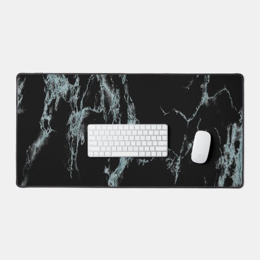 Light Turquoise Vein Black Marble Look Bureaumat (Keyboard & Muis)