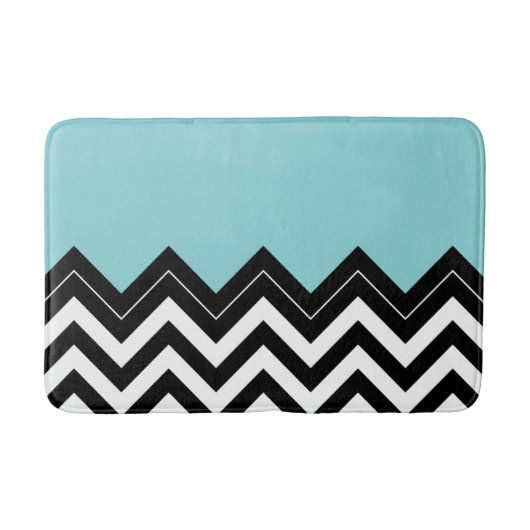 Light Turquoise White Black Zigzag Stripes Pattern Badmat (Voorkant)