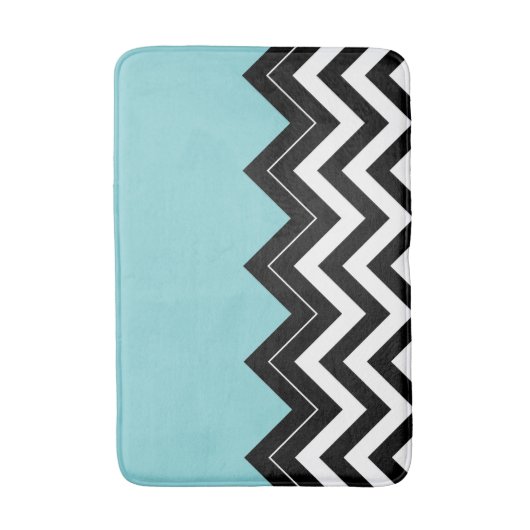 Light Turquoise White Black Zigzag Stripes Pattern Badmat (Voorkant Verticaal)
