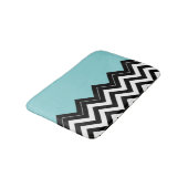 Light Turquoise White Black Zigzag Stripes Pattern Badmat (Gekanteld)