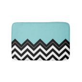 Light Turquoise White Black Zigzag Stripes Pattern Badmat (Voorkant)