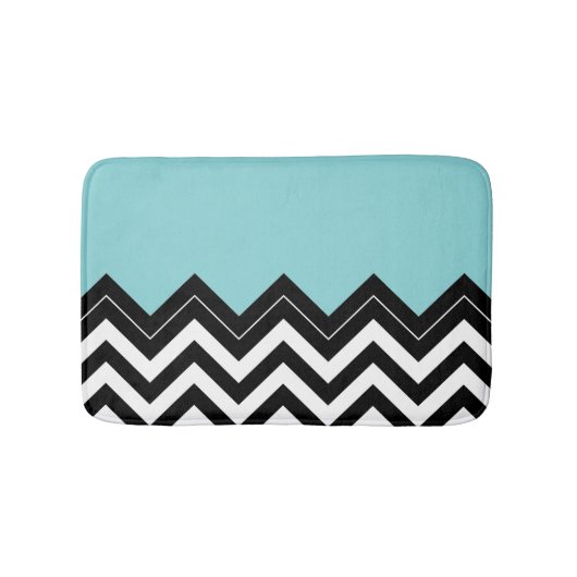 Light Turquoise White Black Zigzag Stripes Pattern Badmat (Voorkant)