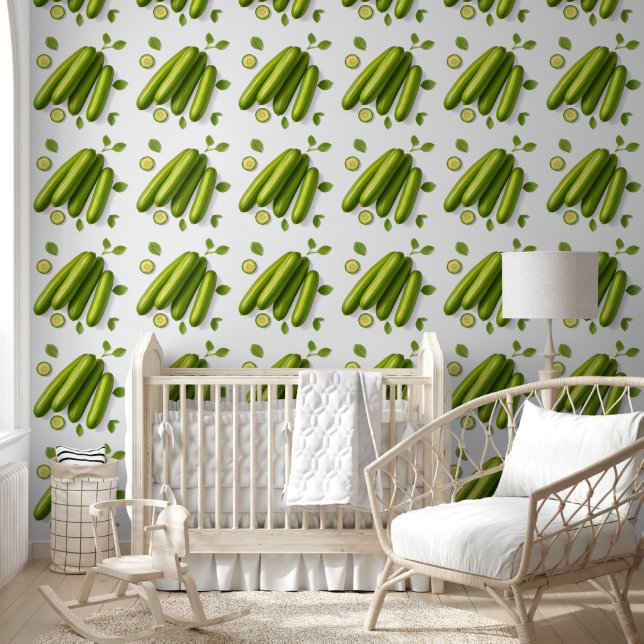 Light Vegetable Cucumber Floral Pattern Behang (Kinderen)