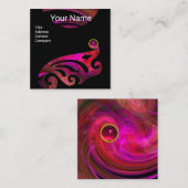 LIGHT VORTEX BUTTERFLY WING, RUBY Hot Pink Black Vierkante Visitekaartje (Voorkant / Achterkant)