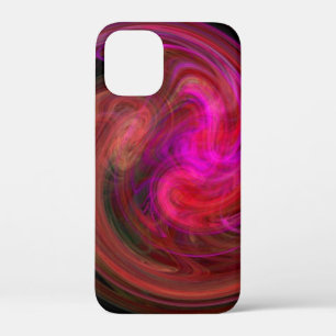 LIGHT VORTEX / Vibrant Pink Fuchsia Red Abstract iPhone 12 Mini Hoesje