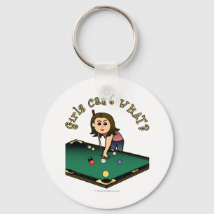 Light Vrouw Billiards Player Sleutelhanger