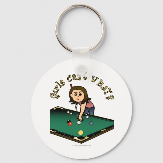 Light Vrouw Billiards Player Sleutelhanger (Voorkant)