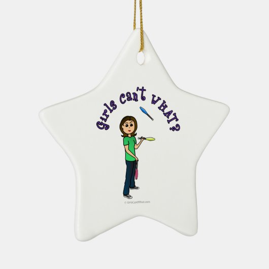 Light Vrouw Juggler Keramisch Ornament (Rechts)