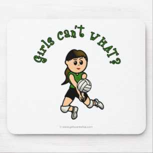 Light Vrouw Volleyball Player in Green Uniform Muismat