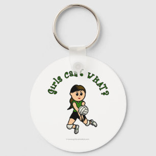 Light Vrouw Volleyball Player in Green Uniform Sleutelhanger