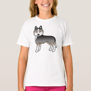 Light Wolf Gray Siberian Husky Cute Cartoon Dog T-shirt
