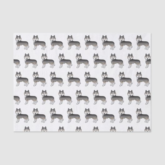 Light Wolf Gray Siberian Husky Cute Dog Pattern Tissuepapier (Voorkant)