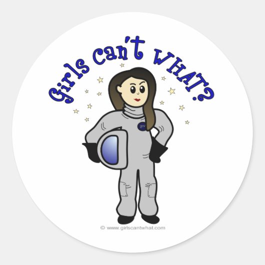 Light Woman Astronaut Ronde Sticker (Voorkant)