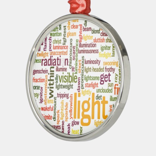 Light Word Cloud Art Print Metalen Ornament (Links)