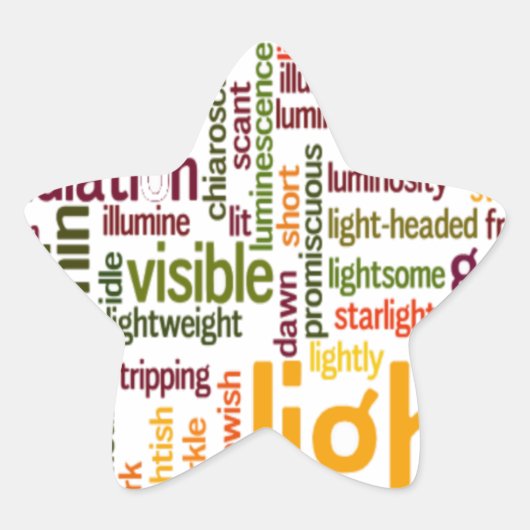 Light Word Cloud Art Print Ster Sticker (Voorkant)