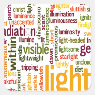 Light Word Cloud Art Print Vierkante Sticker