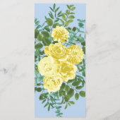 Light Yellow Bleek Blue Roos Floral Wedding Menu (Achterkant)