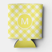 Light Yellow Classic Gingham Pattern Monogram Blikjeskoeler (Voorkant)