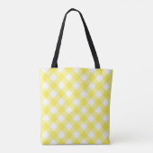 Light Yellow Classic Gingham Pattern Monogram Draagtas (Achterkant)
