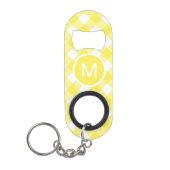 Light Yellow Classic Gingham Pattern Monogram Mini Flessenopener (Voorkant)