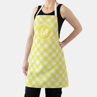 Light Yellow Classic Gingham Pattern Monogram Schort