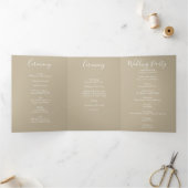 Light Yellow Khaki Ecru Roos Wedding Programs Drieluik Programma (Binnen)