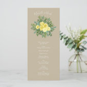 Light Yellow Khaki Ecru Roos Wedding Programs Menu (Staand voorkant)