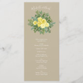 Light Yellow Khaki Ecru Roos Wedding Programs Menu (Voorkant)