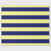 Light Yellow, Navy Blue XL Stripes Pattern V Cadeaupapier (Vlak)