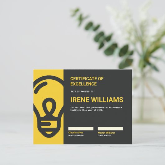 Lightbulb Academisch Certificaat Briefkaart (Staand voorkant)