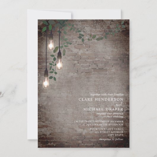 Lightbulb Botanical Garland Industrial Brick Kaart (Voorkant)