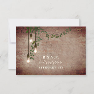 Lightbulb Greenery Garland Brick Wedding RSVP Kaartje