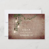 Lightbulb Greenery Garland Mariage en brique RSVP (Devant)