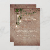 Lightbulb Greenery Garland Wedding Information Kaart (Voorkant / Achterkant)