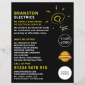 Lightbulb schets ontwerp, elektricien Adverteren Flyer (Voorkant)