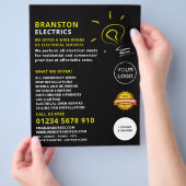 Lightbulb schets ontwerp, elektricien Adverteren Flyer (Hand)