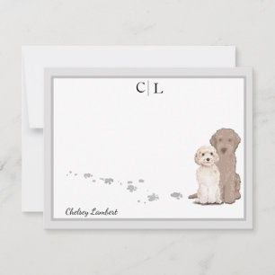 Lightdole Labradoodle Dogs Border Monogram Notitiekaartje