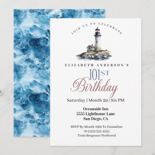 Lighthouse 101st Birthday Kaart (Voorkant / Achterkant)