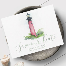 Lighthouse Beach bruiloft in Florida Save The Date