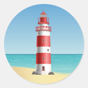 Lighthouse Beach Bruiloft Ocean Beach Vrijgezellen Ronde Sticker