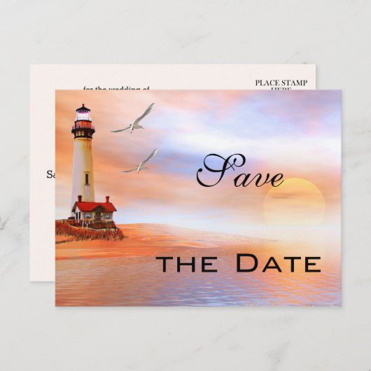 Lighthouse Beach Enregistrer la date Carte postale (Devant / Derrière)