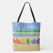 Lighthouse Beach Stoelen gepersonaliseerd Tote Bag (Achterkant)