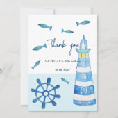 Lighthouse Beach Waterverf Handbeschilderd Bedankkaart (Voorkant)