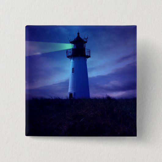 Lighthouse Beacon Pin Vierkante Button 5,1 Cm (Voorkant)