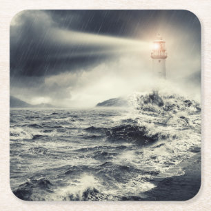 Lighthouse Beacon Vierkante Kartonnen Onderzetter