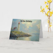 Lighthouse Birthday Wenskaart Kaart (Gele Bloem)
