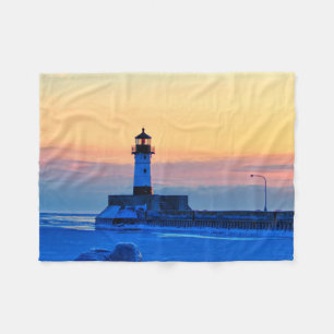 Lighthouse Duluth Minnesota Fleece Deken